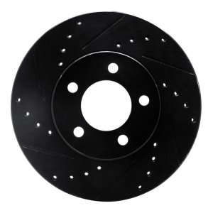 Ford Thunderbird Brake Rotor (1) - Front Left - R1 Concepts - Drilled & Slotted - Black - `91-`00